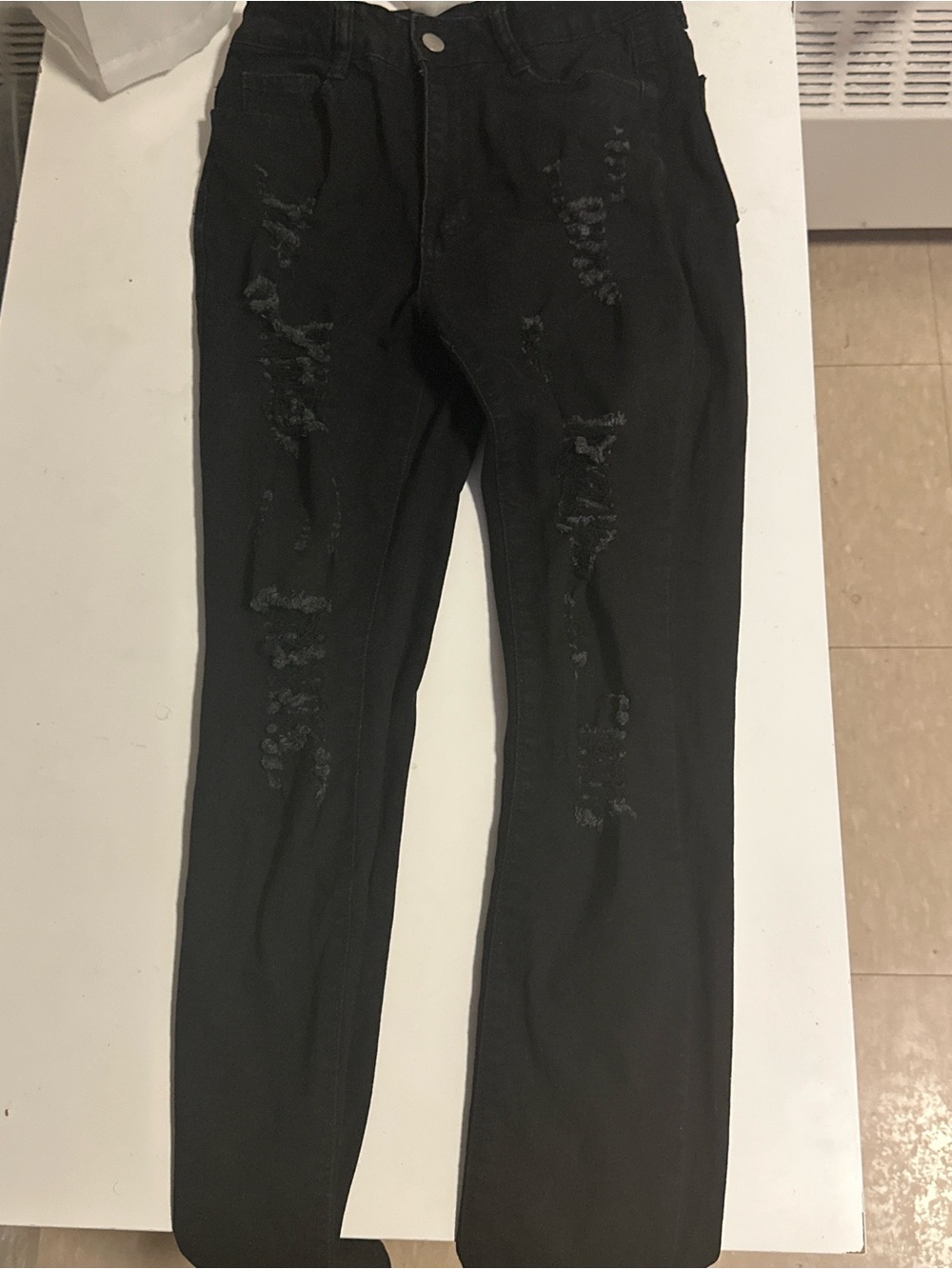 Black, White and Navy Blue Ripped Skinny Jeans